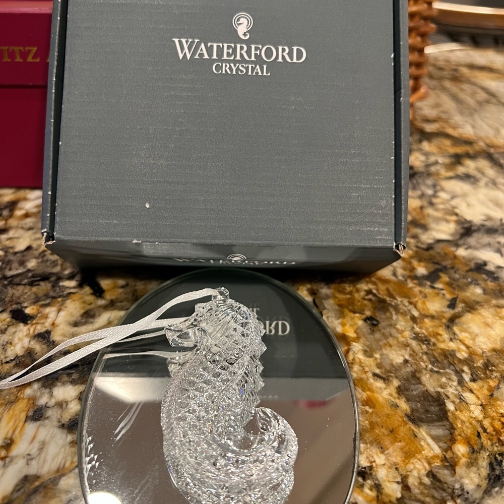 Waterford Vintage Crystal Seahorse Ornament with Ribbon - Picture 3 of 5